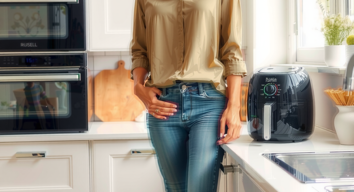 dual air fryer 9L — lifestyle photo showing Russell Hobbs Dual Air in use