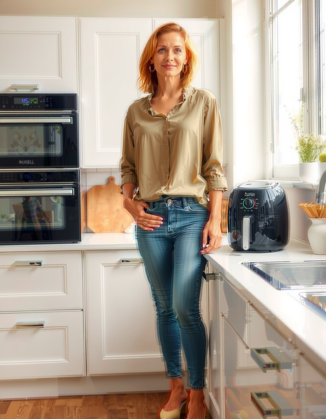 dual air fryer 9L — lifestyle photo showing Russell Hobbs Dual Air in use
