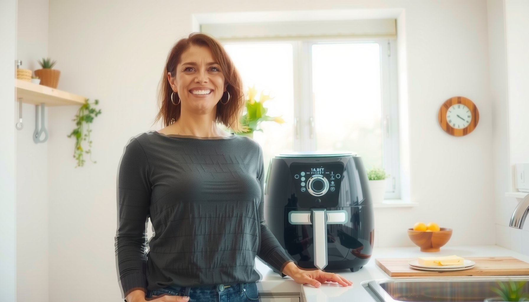 Duronic AF14 WG air fryer — lifestyle photo showing Duronic Air Fryer with in use