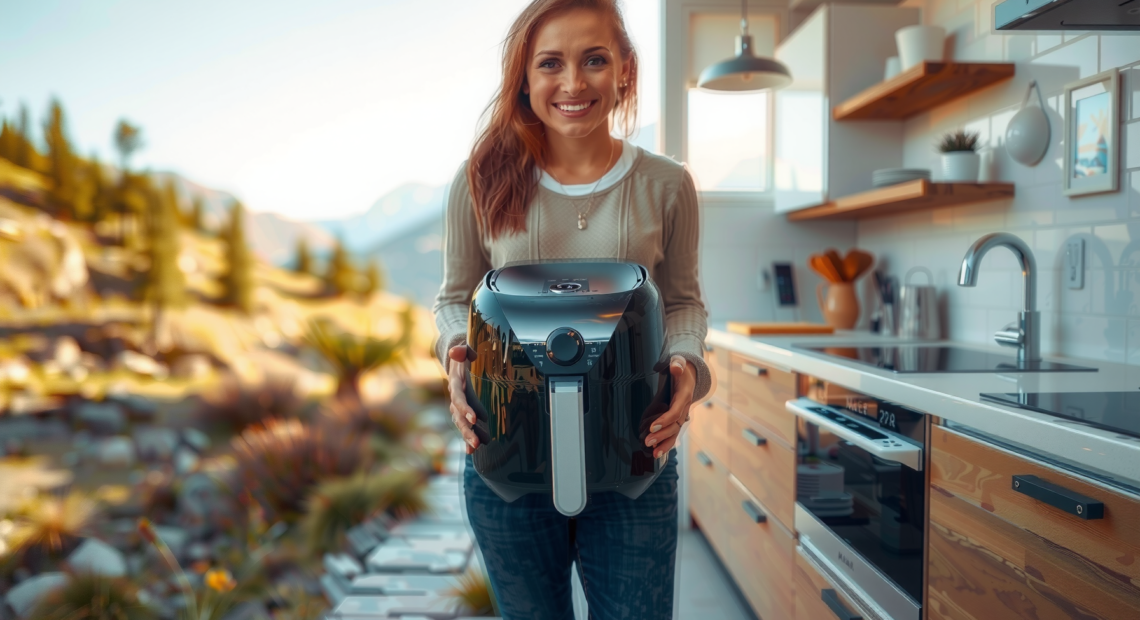 small air fryer for camping — lifestyle photo showing COSORI Small Air Fryer in use