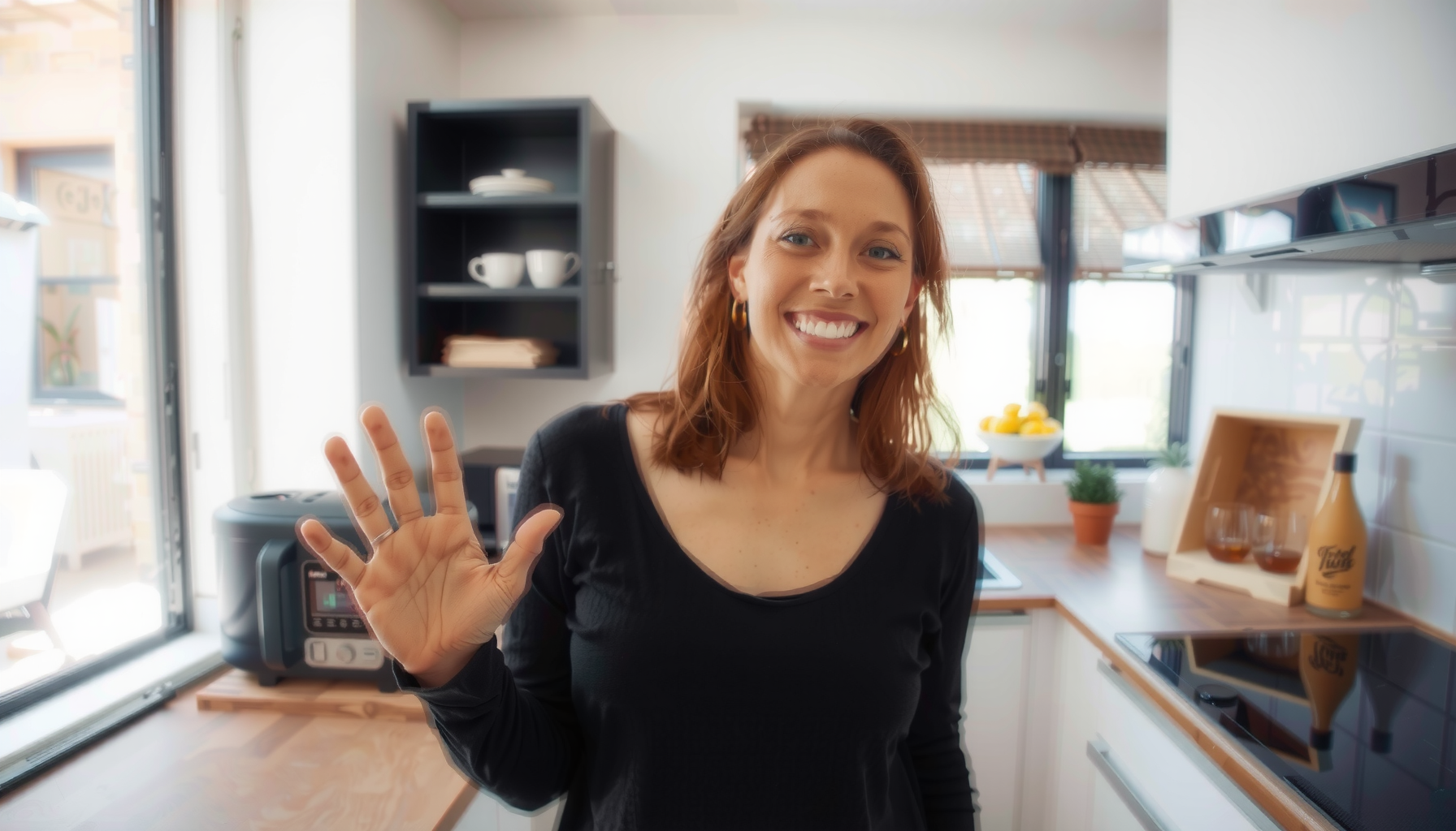 dual zone air fryer — lifestyle photo showing HoninJoy 12L Double Stack in use