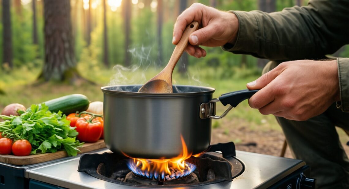 camping cookware mess kit — illustrative AI-generated lifestyle image
