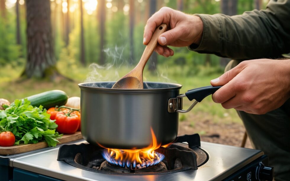 camping cookware mess kit — illustrative AI-generated lifestyle image