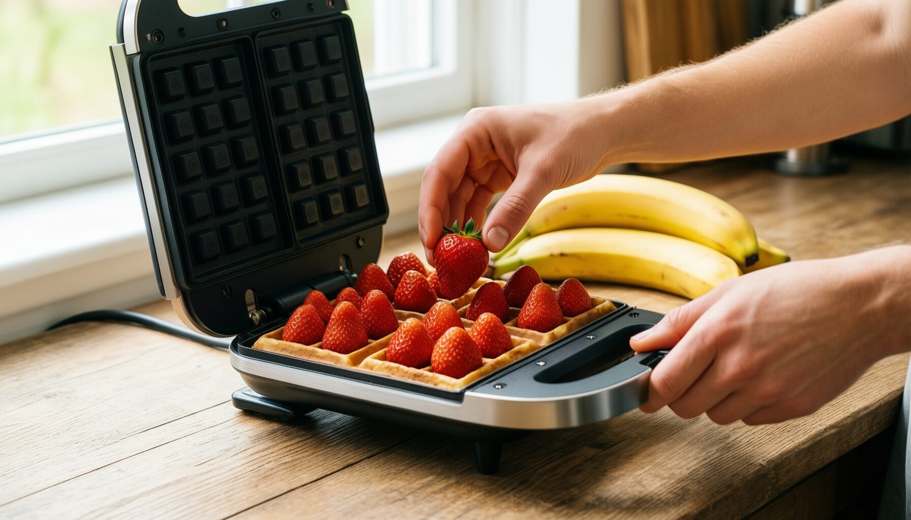 belgian waffle maker — illustrative AI-generated lifestyle image