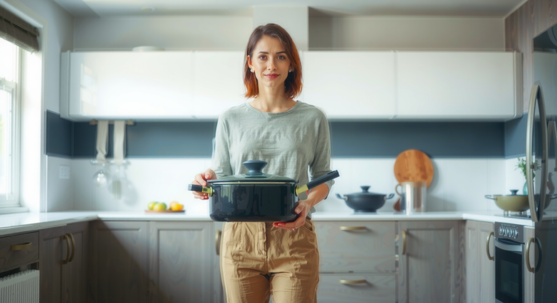 best nonstick cookware set — lifestyle photo showing CAROTE 25-Piece Ceramic Cookware in use