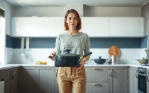 best nonstick cookware set — lifestyle photo showing CAROTE 25-Piece Ceramic Cookware in use