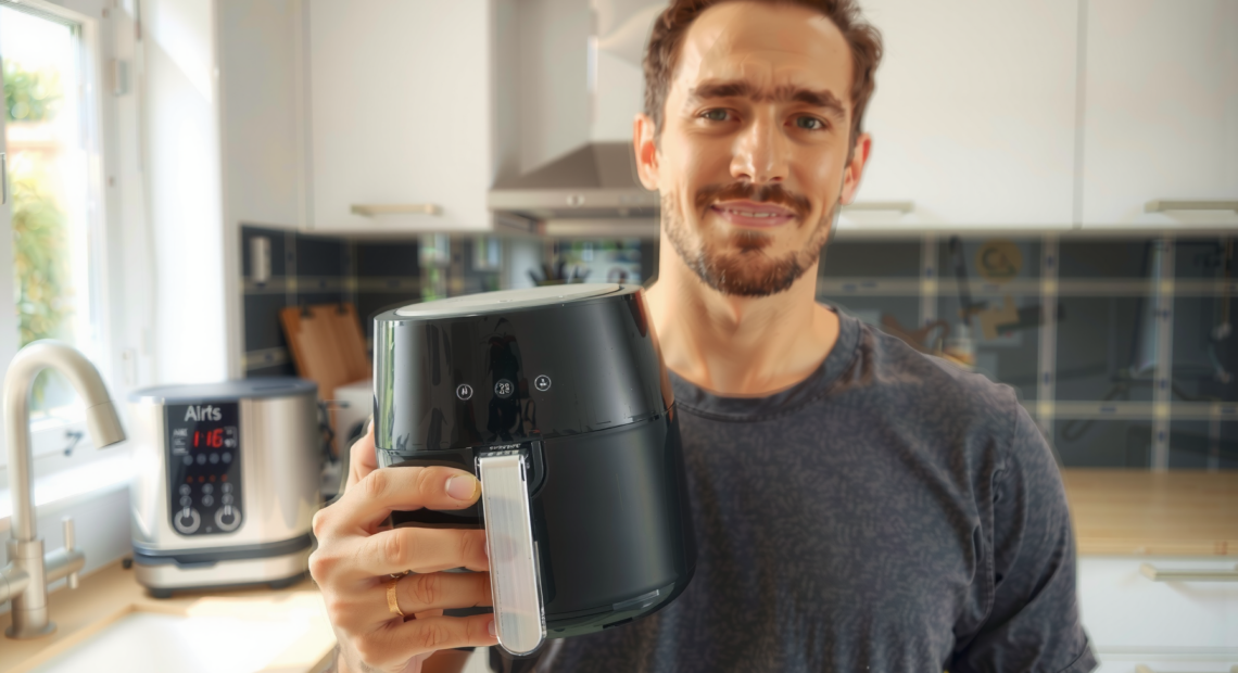 Russell Hobbs SatisFry Air Fryer — lifestyle photo showing Russell Hobbs 26520 SatisFry in use