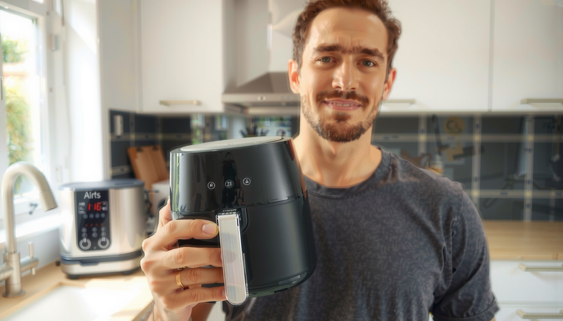 Russell Hobbs SatisFry Air Fryer — lifestyle photo showing Russell Hobbs 26520 SatisFry in use