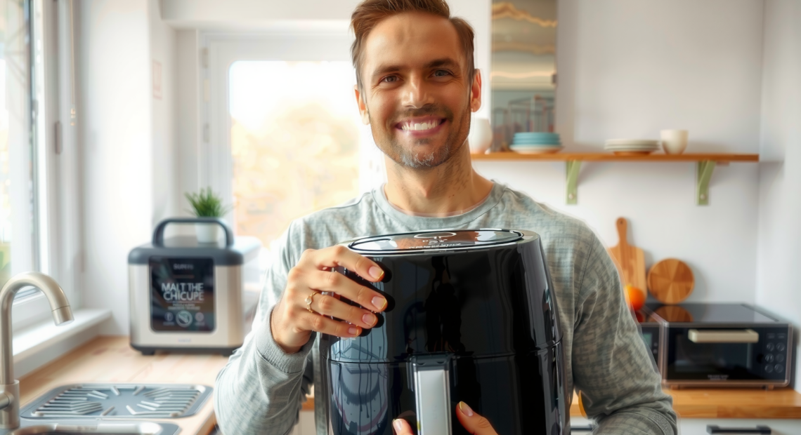 Tefal Easy Fry Dual Zone air — lifestyle photo showing Tefal Easy Fry Dual in use