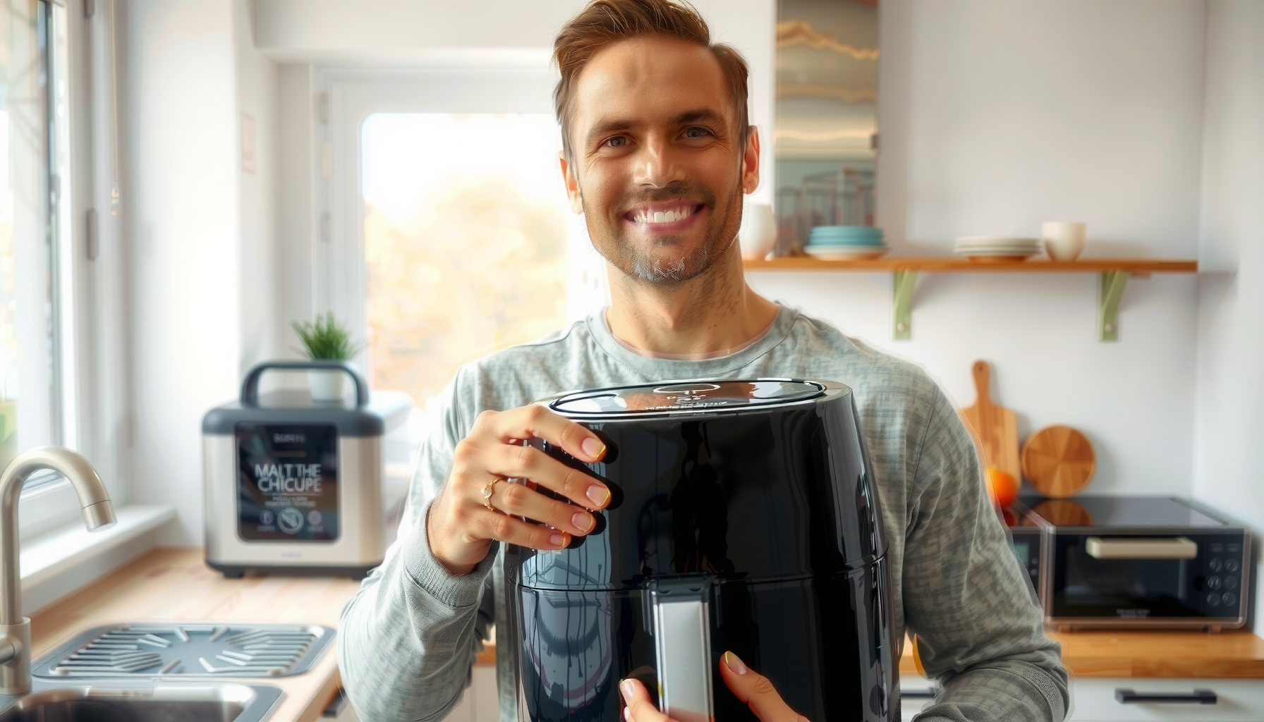 Tefal Easy Fry Dual Zone air โ lifestyle photo showing Tefal Easy Fry Dual in use
