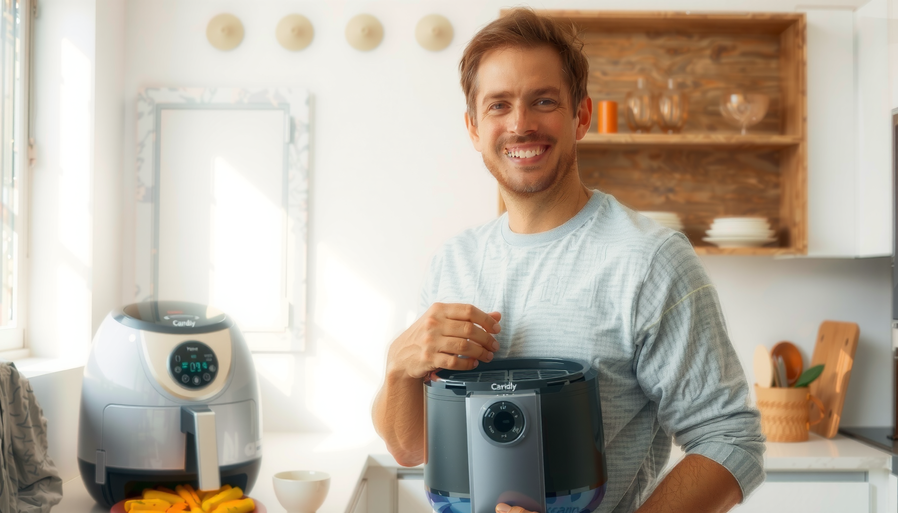 Salter EK4548 dual air fryer review — lifestyle photo showing Salter EK4548 Dual Air in use