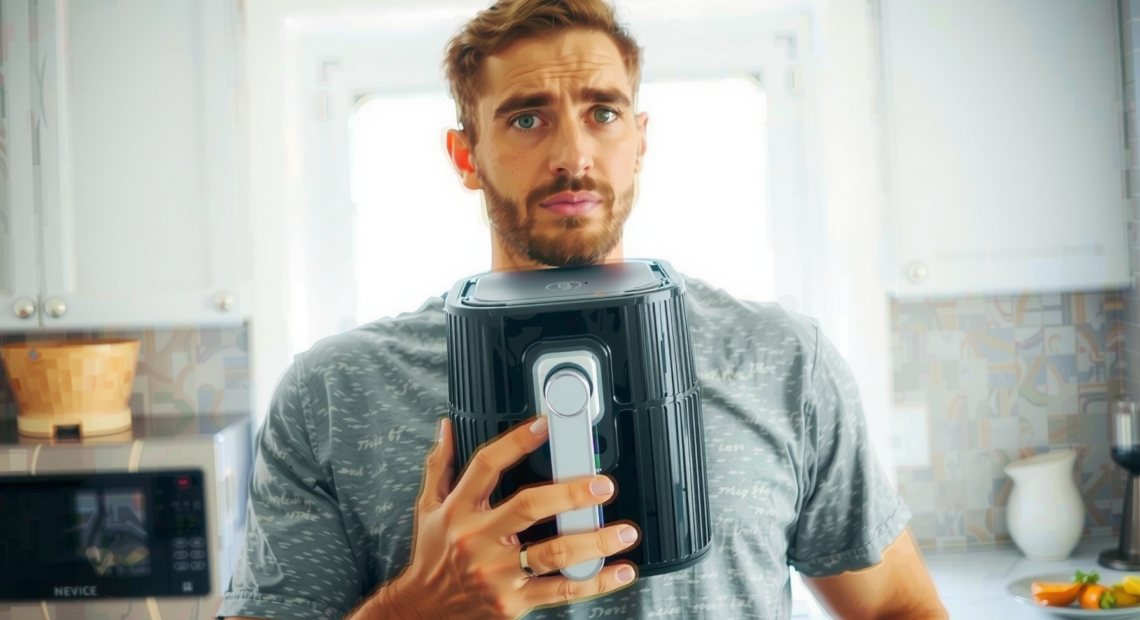 Proscenic T21 air fryer — lifestyle photo showing Proscenic T21 Air Fryer, in use
