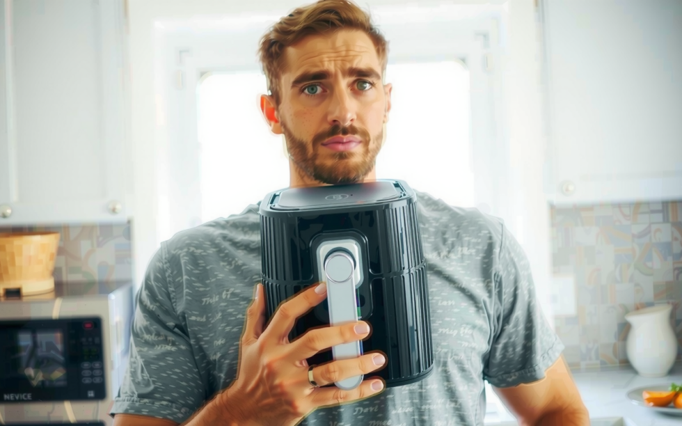 Proscenic T21 air fryer — lifestyle photo showing Proscenic T21 Air Fryer, in use