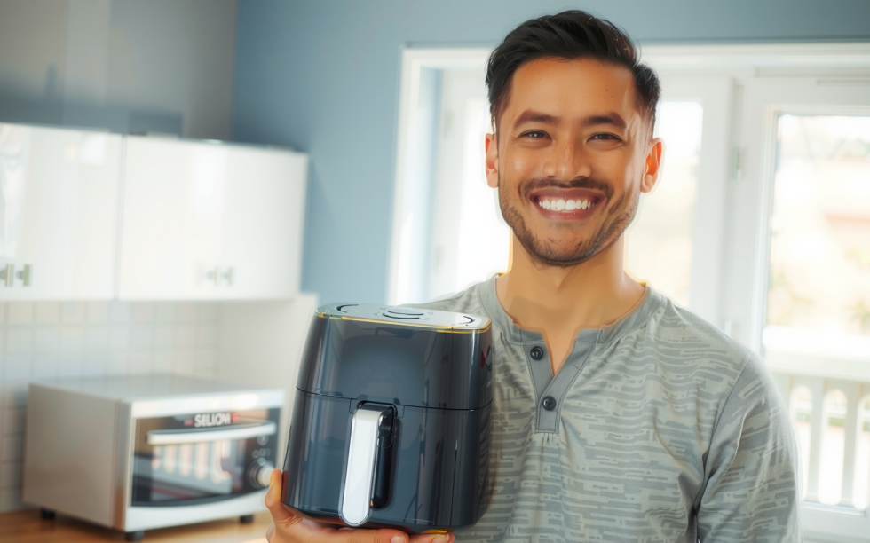 COSORI Air Fryer Lite 4 Quart — lifestyle photo showing COSORI Air Fryer Lite in use