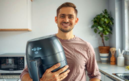 Swan Retro Air Fryer — lifestyle photo showing Swan Retro 6L Manual in use