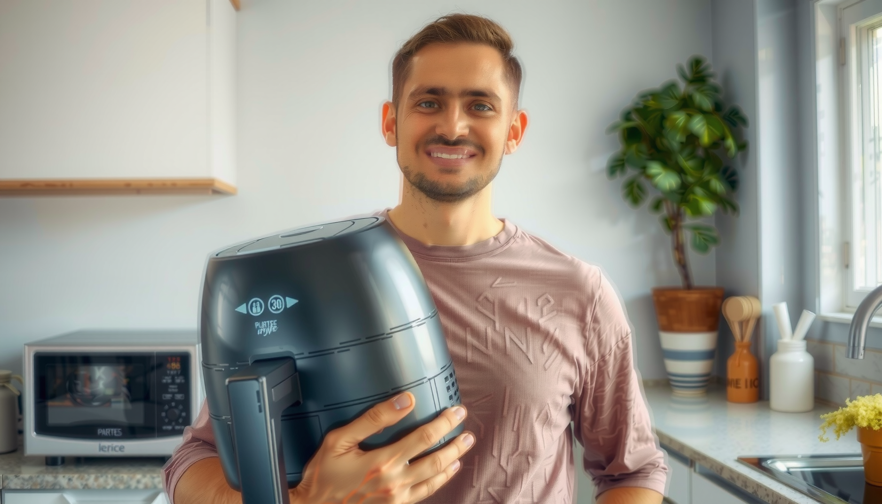 Swan Retro Air Fryer — lifestyle photo showing Swan Retro 6L Manual in use