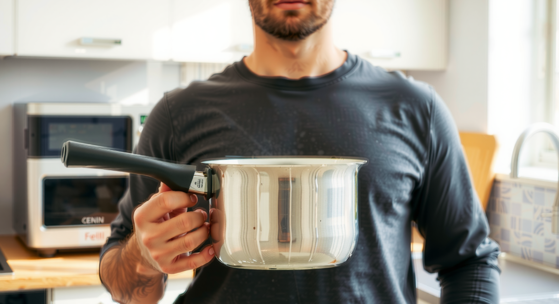 circulon steelshield saucepan set — lifestyle photo showing Circulon SteelShield C Series in use