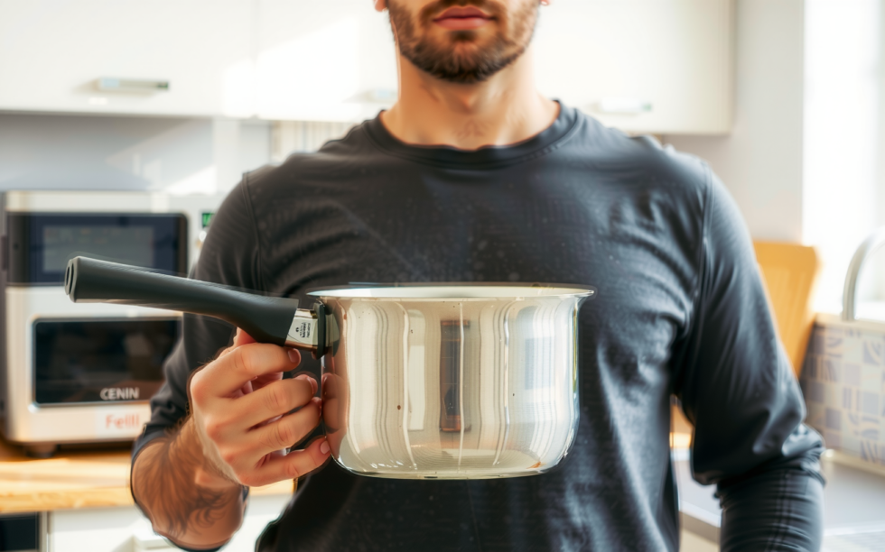 circulon steelshield saucepan set — lifestyle photo showing Circulon SteelShield C Series in use