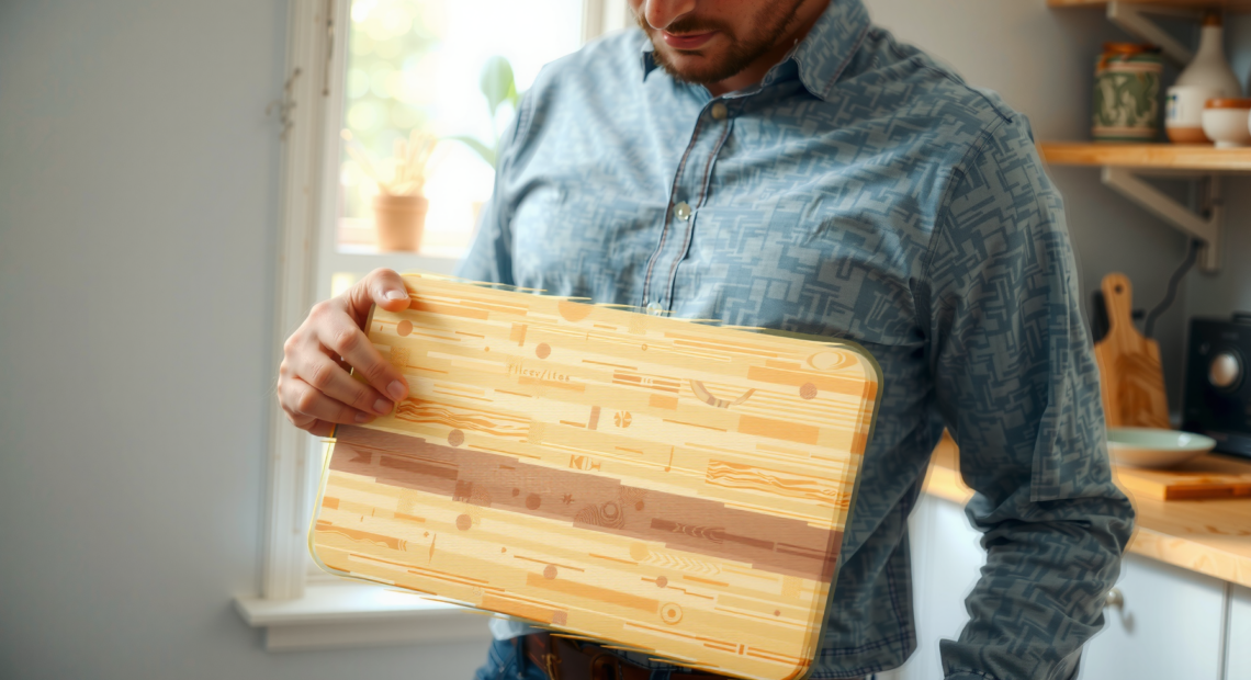 bamboo chopping board set — lifestyle photo showing Bamboo Chopping Board 3 in use