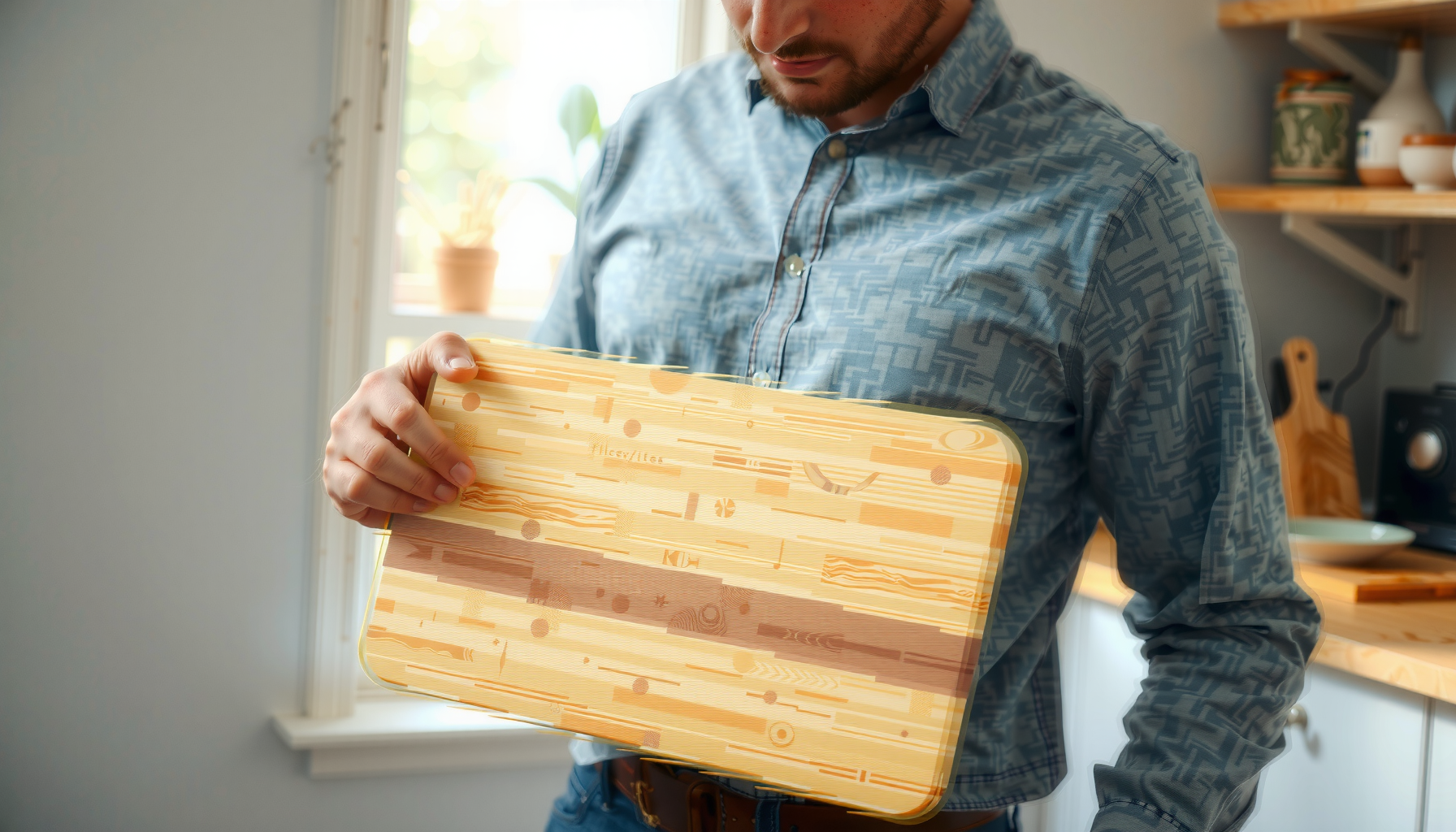 bamboo chopping board set โ lifestyle photo showing Bamboo Chopping Board 3 in use