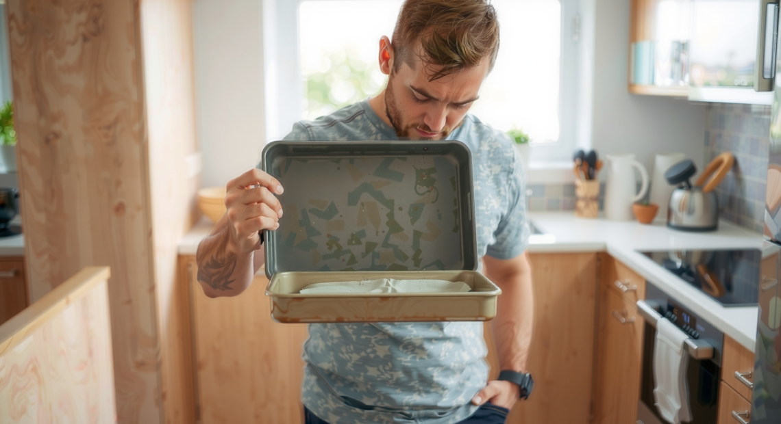 non-stick baking tray set — lifestyle photo showing Set of 8 Non-Stick in use