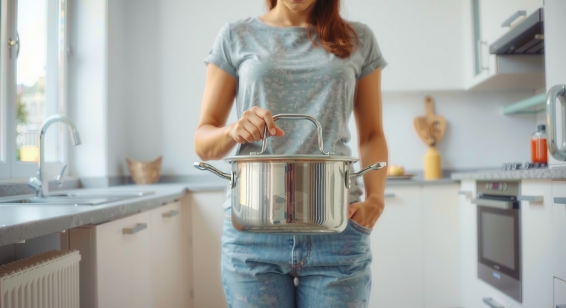 9L stainless steel stockpot — lifestyle photo showing GEEZY Stainless Steel Stockpot in use