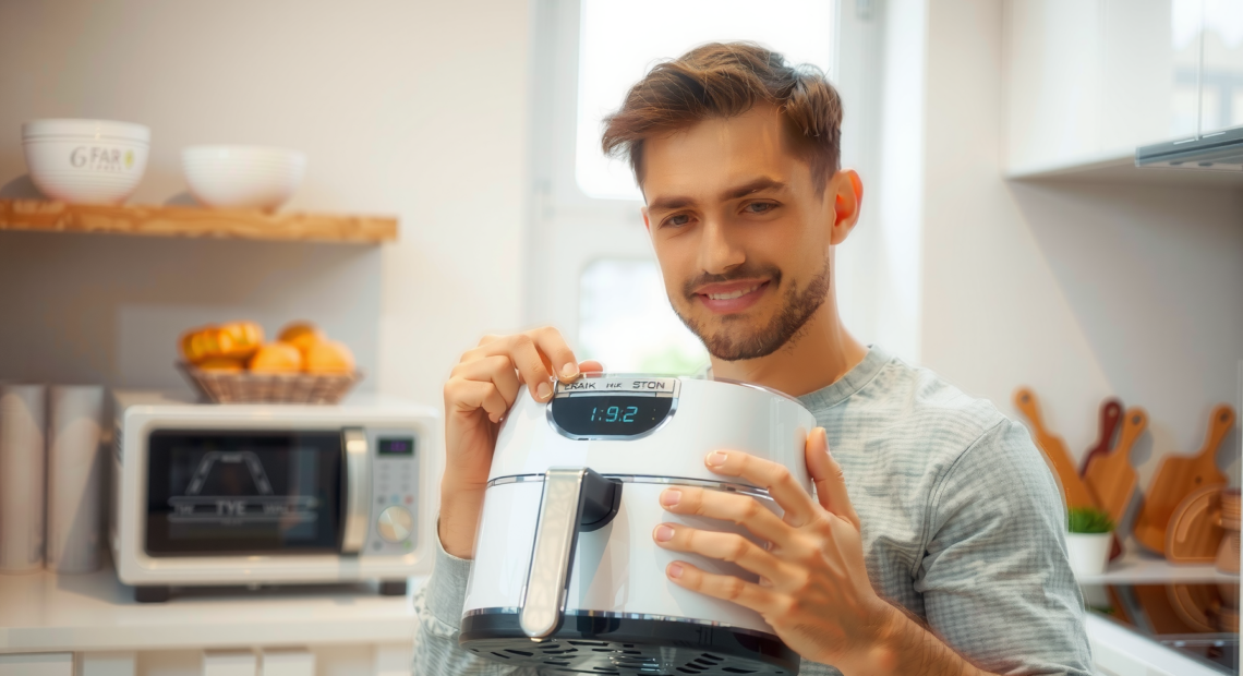 Russell Hobbs SatisFry Dual Air Fryer — lifestyle photo showing Russell Hobbs SatisFry Dual in use