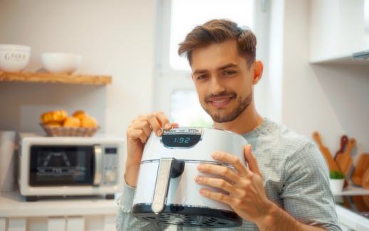 Russell Hobbs SatisFry Dual Air Fryer — lifestyle photo showing Russell Hobbs SatisFry Dual in use