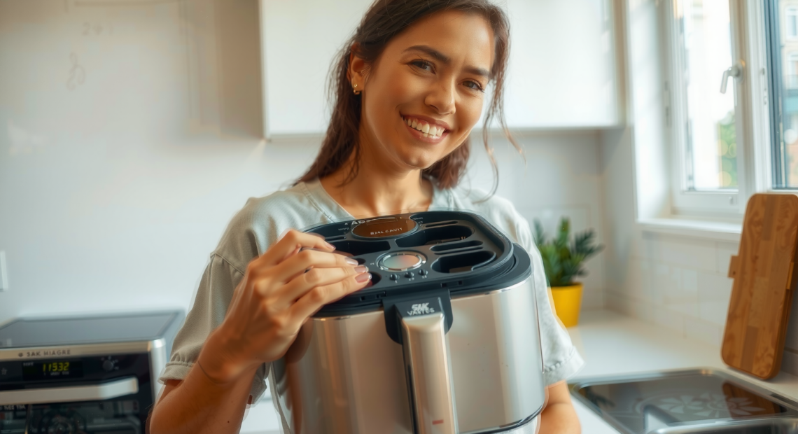 Tower T17088 Vortx air fryer review — lifestyle photo showing Tower T17088 Vortx 9L in use