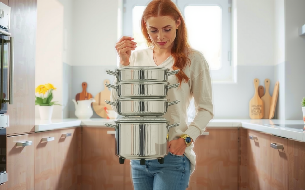Morphy Richards 3 tier food steamer — lifestyle photo showing Morphy Richards 3 Tier in use