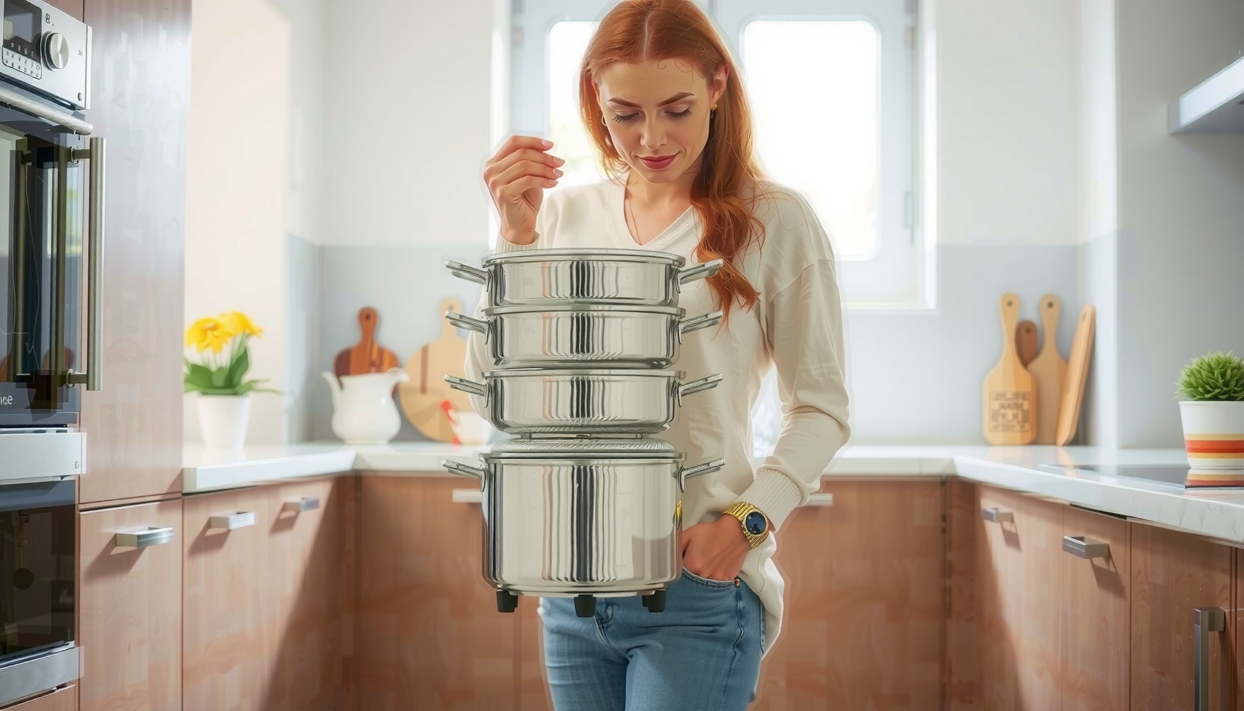 Morphy Richards 3 tier food steamer — lifestyle photo showing Morphy Richards 3 Tier in use