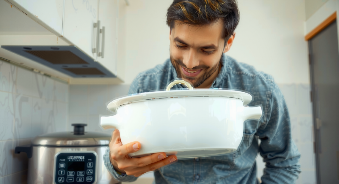 Morphy Richards 6.5L slow cooker — lifestyle photo showing Morphy Richards 6.5L Sear in use