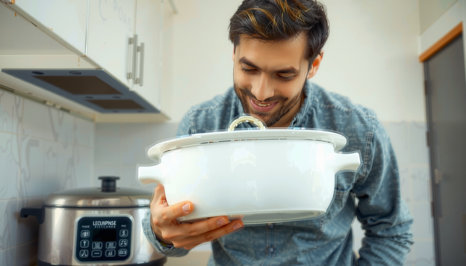 Morphy Richards 6.5L slow cooker — lifestyle photo showing Morphy Richards 6.5L Sear in use