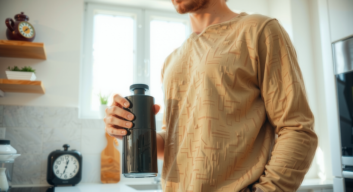 De'Longhi KG79 coffee grinder — lifestyle photo showing De'Longhi KG79 Electric Coffee in use