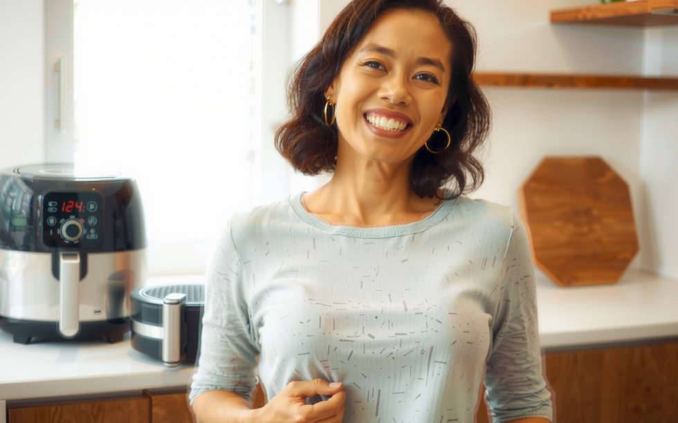 Russell Hobbs Dual Air Fryer 9L — lifestyle photo showing Russell Hobbs Dual Air in use