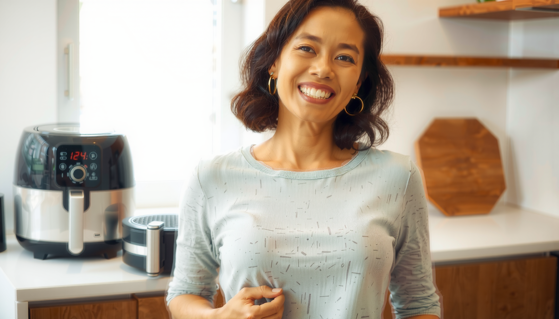 Russell Hobbs Dual Air Fryer 9L — lifestyle photo showing Russell Hobbs Dual Air in use