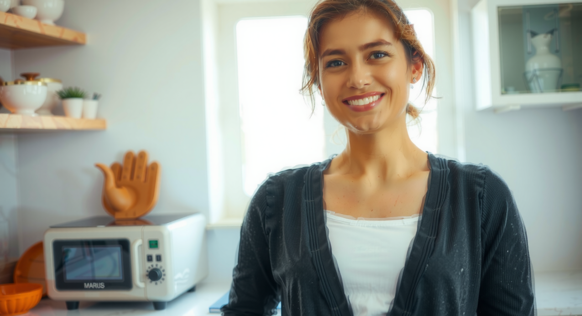 30L air fryer oven with rotisserie — lifestyle photo showing 30L Air Fryer Oven in use