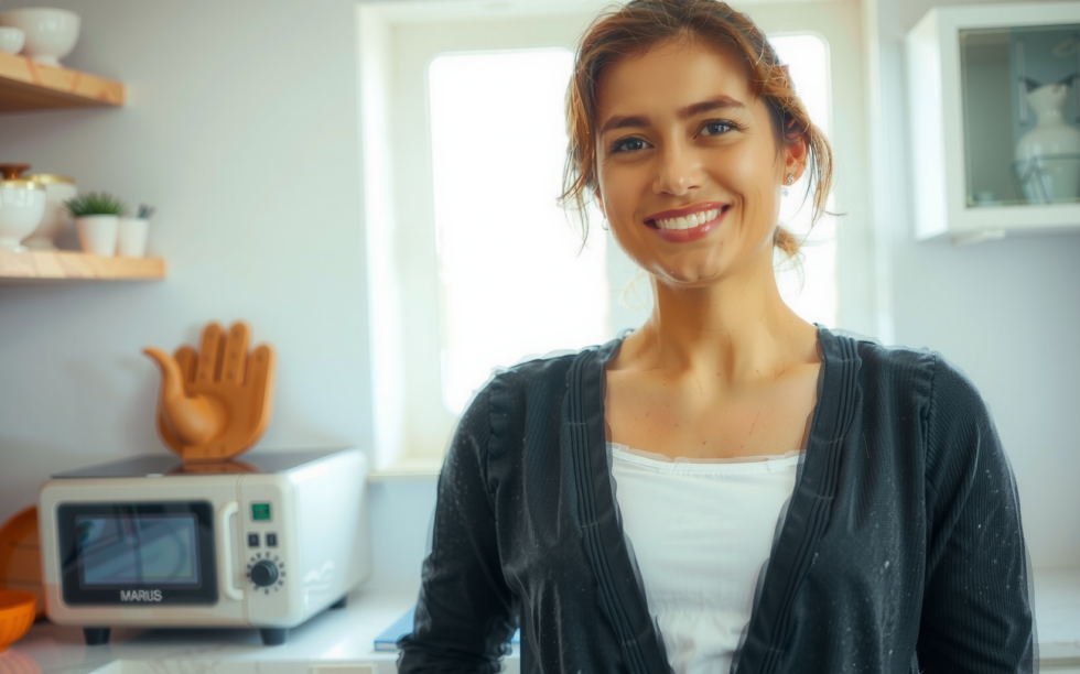 30L air fryer oven with rotisserie — lifestyle photo showing 30L Air Fryer Oven in use