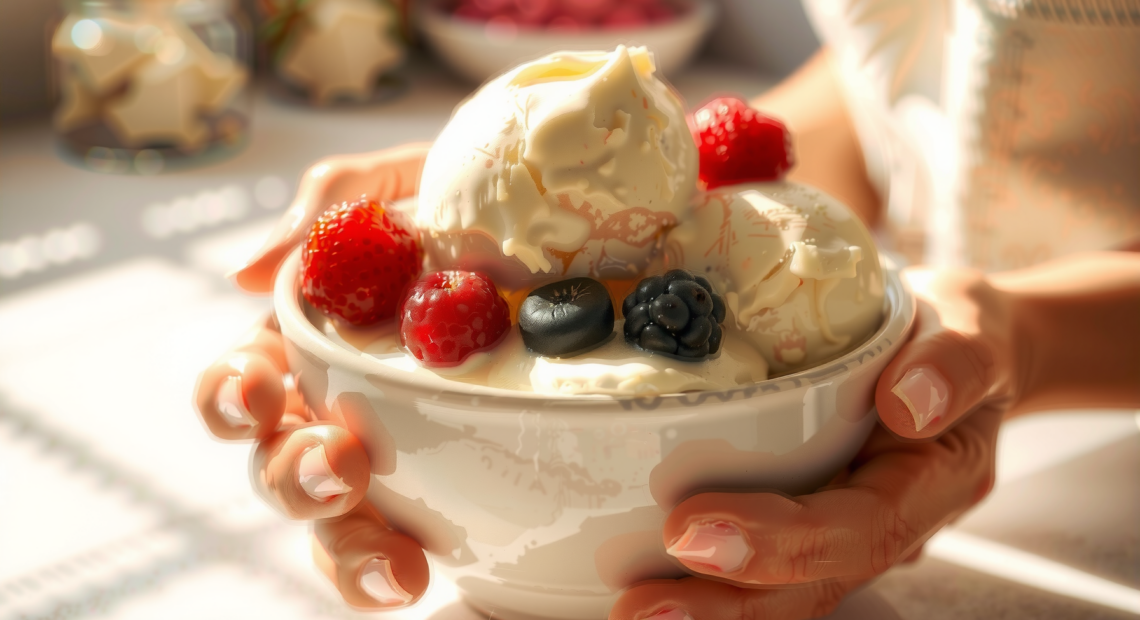 Cuisinart ICE30BCU ice cream maker — lifestyle photo showing Cuisinart Deluxe Ice Cream in use