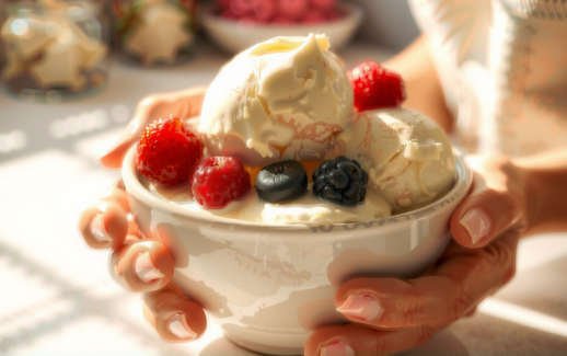 Cuisinart ICE30BCU ice cream maker — lifestyle photo showing Cuisinart Deluxe Ice Cream in use