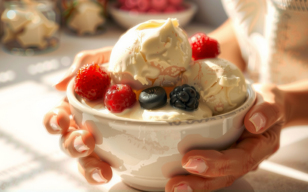 Cuisinart ICE30BCU ice cream maker — lifestyle photo showing Cuisinart Deluxe Ice Cream in use