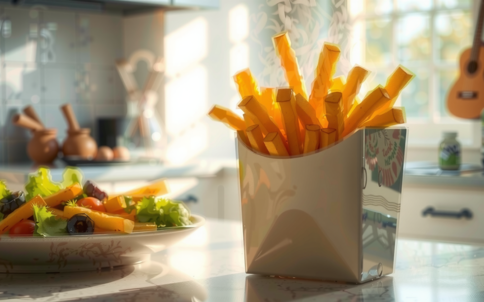 Cosori 2L air fryer portable — lifestyle photo showing Cosori Small Air Fryer in use