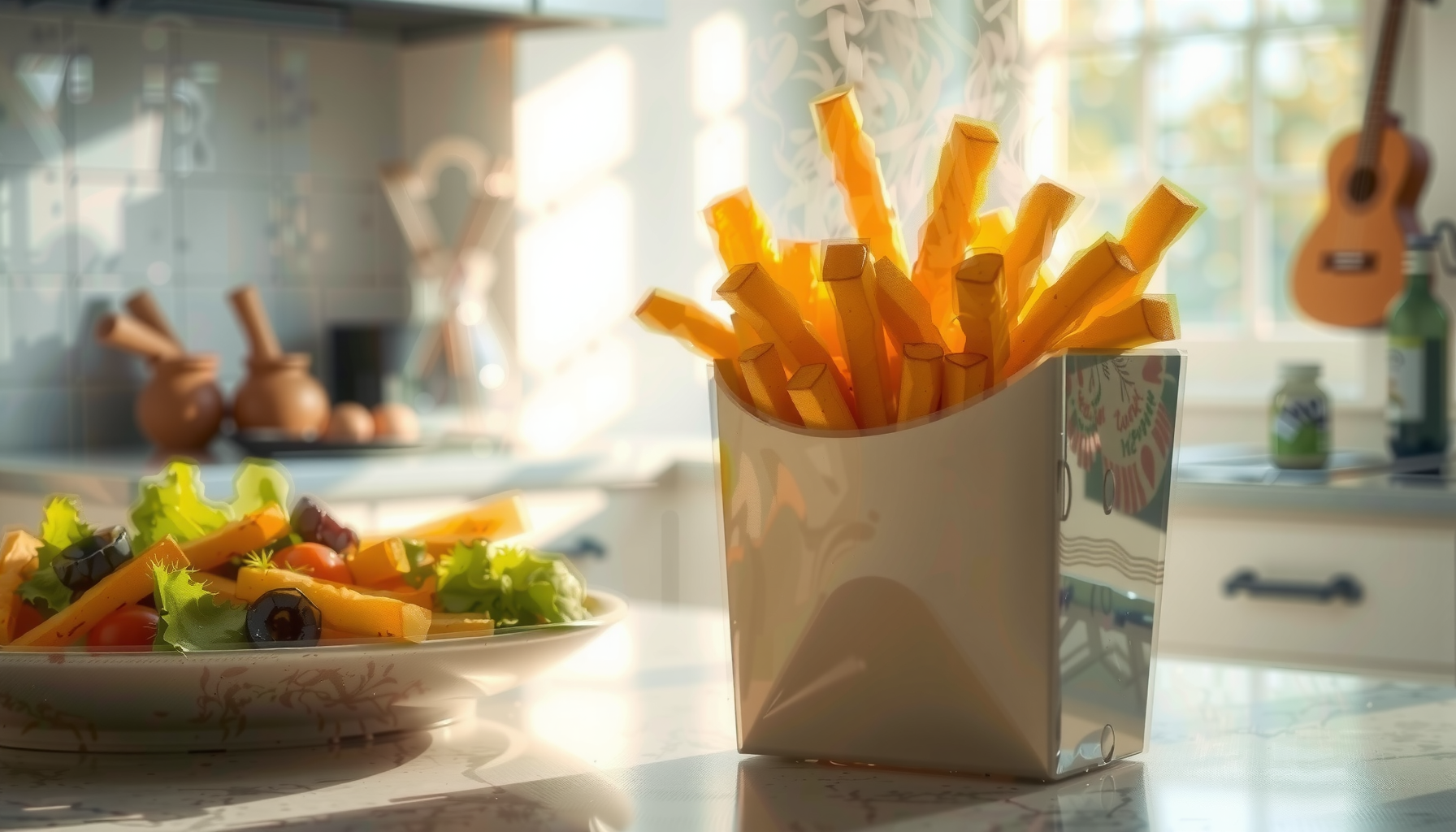 Cosori 2L air fryer portable — lifestyle photo showing Cosori Small Air Fryer in use
