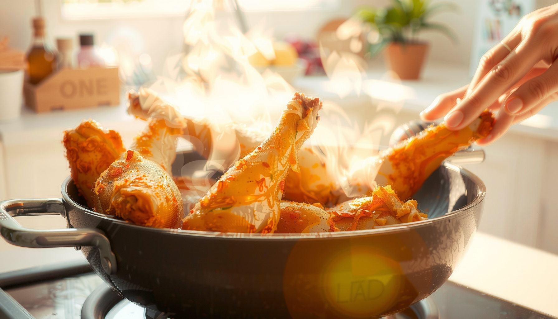 Amazon Basics 6 litre air fryer — lifestyle photo showing Amazon Basics 6 litre in use