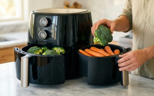 dual zone air fryer with viewing — illustrative AI-generated lifestyle image