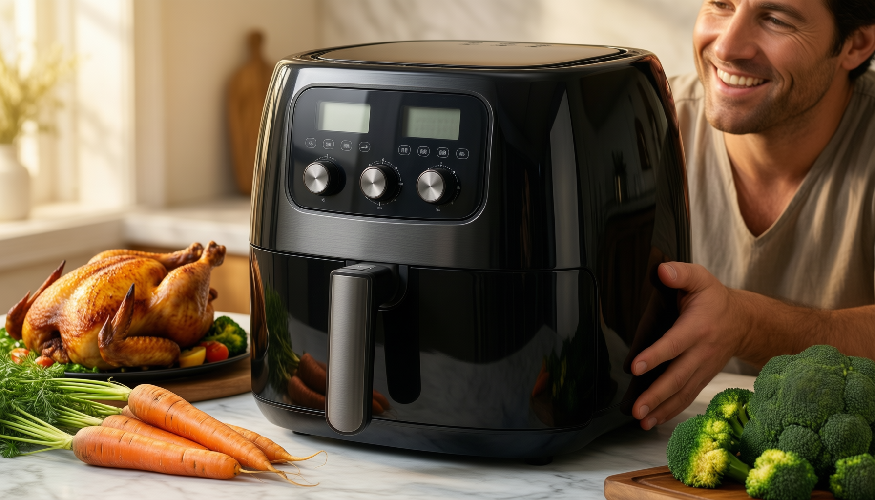 bella 8l dual basket air fryer — illustrative AI-generated lifestyle image