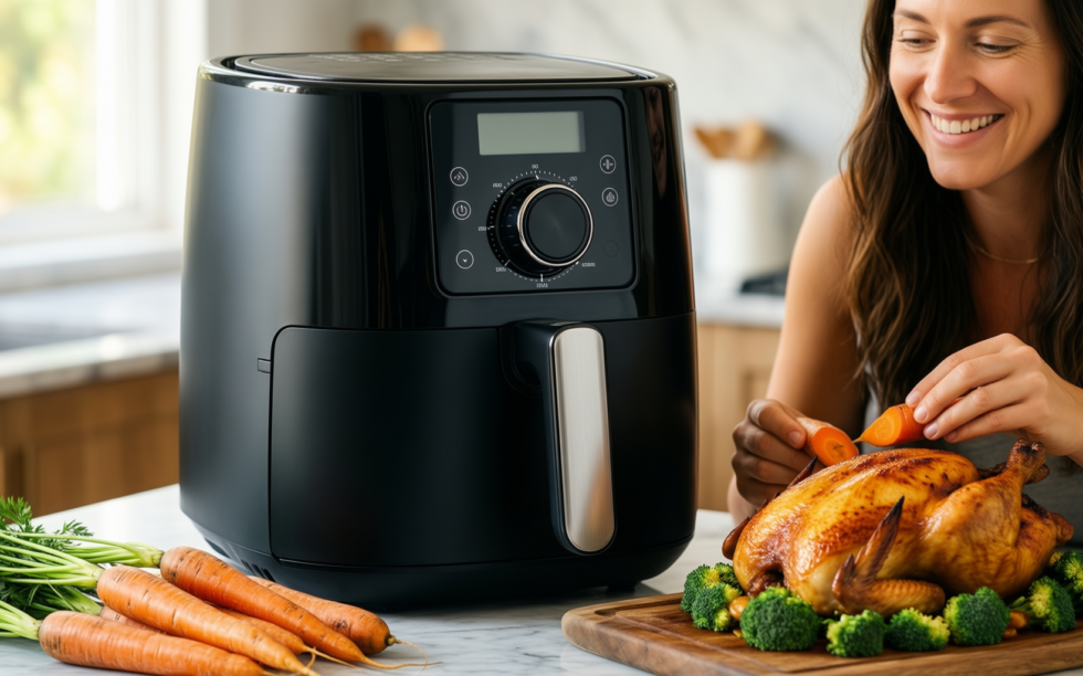 Tefal Easy Fry Mega 7.5L air — illustrative AI-generated lifestyle image