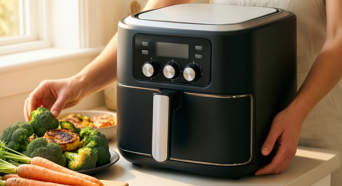 Tefal Easy Fry Dual Zone air — illustrative AI-generated lifestyle image