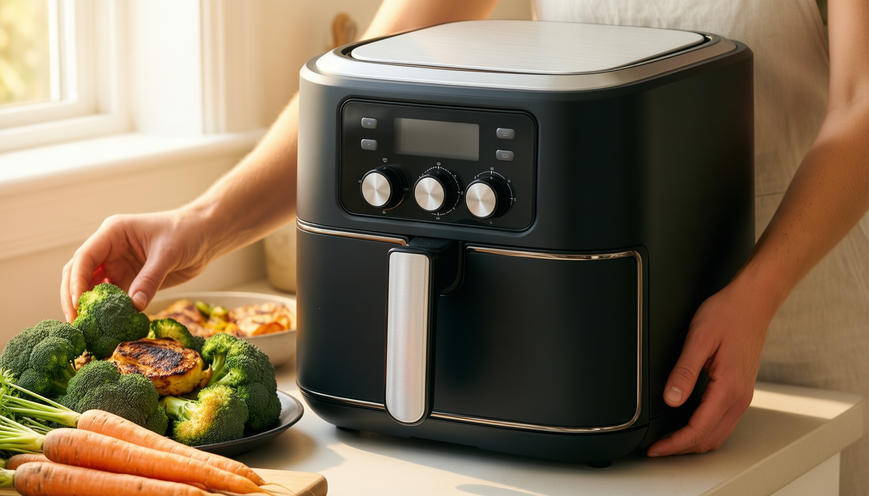Tefal Easy Fry Dual Zone air — illustrative AI-generated lifestyle image