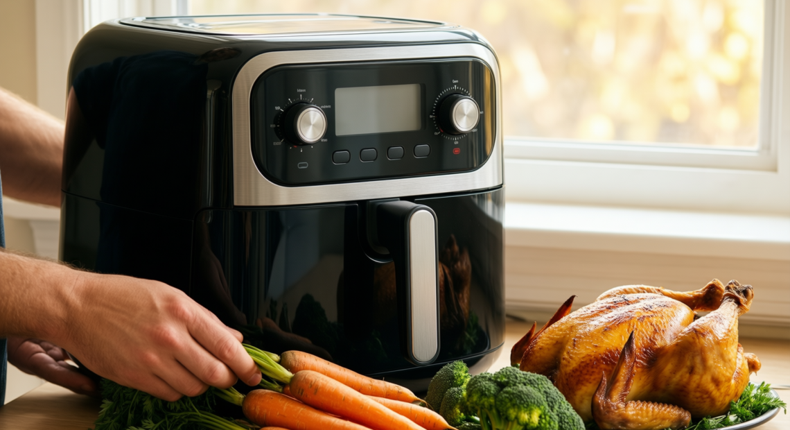 morphy richards dual zone air fryer — illustrative AI-generated lifestyle image